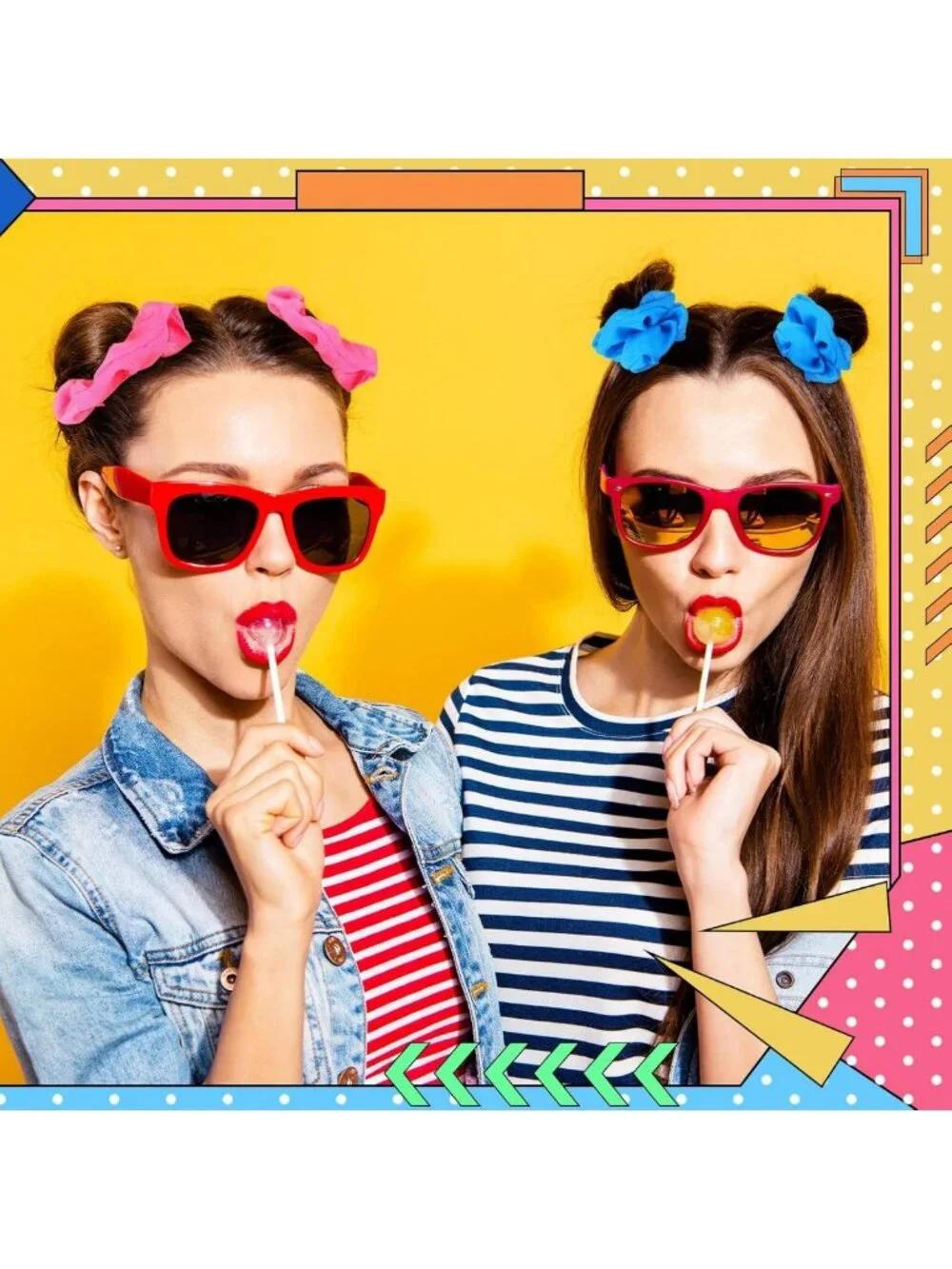 48 Pcs Neon Scrunchies - Bright Colorful Hair Ties for 80s & 90s Style, Elastic